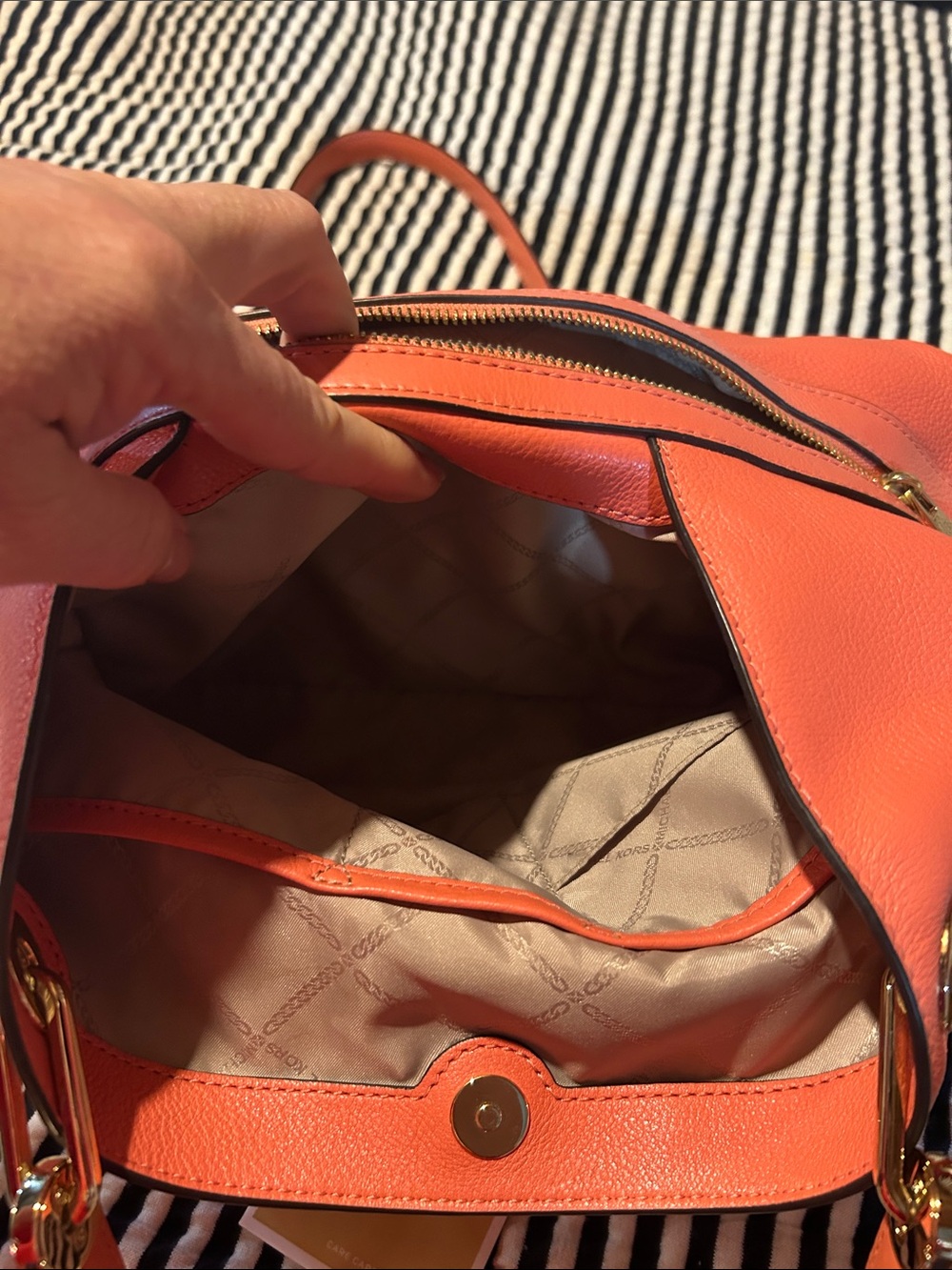 Michael Kors Coral-Peach Leather Shoulder Bag - Picture 7 of 13